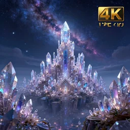 city with crystals, fantasy artwork, very beautiful scenery, sky is made up of cosmic stars, hd, hdr, ue 5, ue 6, unreal engine 5, cinematic 4 k wallpaper, 8 k, ultra detailed, by popular digital, details, beautiful image ever created, high resolution, artstation, award winning
