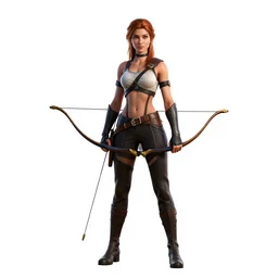 confident artemis with bow, detailed 3d character render, full body, standing, isolated on a pure white background, centered, whole figure in frame, sharp focus, studio lighting