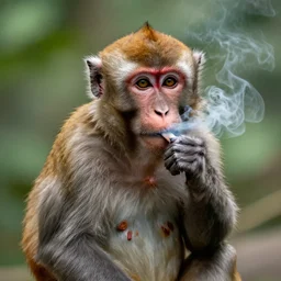 a smoking monkey, portrait