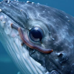 close up of a whales eye. worms.