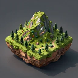 isometric digital painting of an island