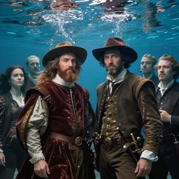 epic beautiful renaissance portrait of a wyatt earp and doc holliday underwater, art by * lee rogers * ( with help of mario testino and peter lindbergh, marta syrko and neil leifer )