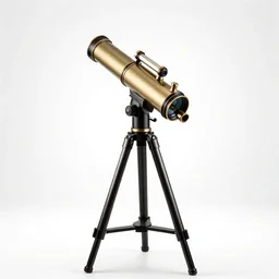 victorian telescope, professional product shot, isolated on a pure white background, centered, entire object in frame, sharp focus, soft studio lighting