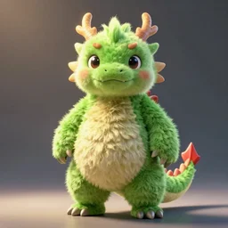 full body portrait of a tall cute green fuzzy anthropomorphic male dragon with wide hips and thighs standing and a red spike on the tip of the tail, soft lighting, artstation, extremely detailed, in the style of kaitou - cute