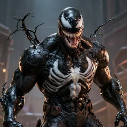 An epic fantasy comic book style portrait painting of Venom, unreal 5, DAZ, hyperrealistic, octane render, cosplay, RPG portrait, dynamic lighting