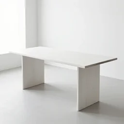 white zen clean modern minimalist sparse oak table in a bright room
