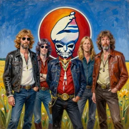 The Grateful Dead band painted by Hieronymus Bosch, Oil painting, 8k, highly detailed