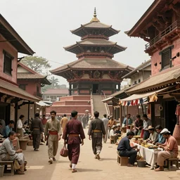 india in the 1 8 0 0 s filled with japanese architecture, samurai's walking the streets, indians in traditional wear haggling with the street vendors, surreal, beautiful, hyper realistic, trending on artstation, 8 k, hd