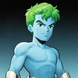 comic book cover graphic illustration of senator joe manchin as captain planet with joe manchin as captain planet, green hair, light blue skin