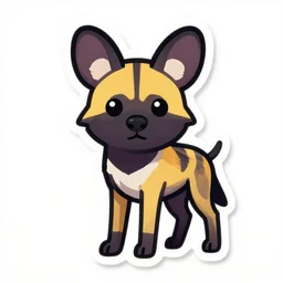 cute colorful african wild dog sticker art, beeple game icon