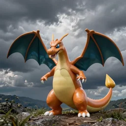 The pokemon charizard as a real life animal, nature photography, outdoors