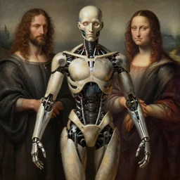 The Third Impact as depicted in a masterpiece digital painting by Michelangelo and Leonardo Da Vinci, biomechanical,  realistic anatomy, centered and symmetrical, artstation, HD, 4k wallpaper
