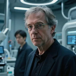 an ultra realistic cinematic headshot landscape of a futuristic lab, colour, detailed, deep focus, movie still, dramatic lighting, ray tracing, by werner herzog and ryoji ikeda