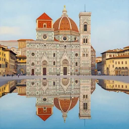 symmetry!! italian city, a beautiful painting representative of the art style of wes anderson and spike jonze