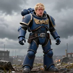 boris johnson being arrested by warhammer 4 0 k space marines, high detailed, photography, cloudy, handcuffs, crying, uk, plain, detailed face, look into the distance, serious face, full body, professional photographer, masterpiece, 5 0 mm, extremely detailed, 8 k