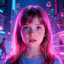 cosmic radiating girl, 2 0 yo, close - up, city background, synthwave, bright neon colors, highly detailed, cinematic, tim white, roger dean, michael whelan, vladimir kush, jim burns, bob eggleton, philippe druillet, kubrick, surprising, boris vallejo