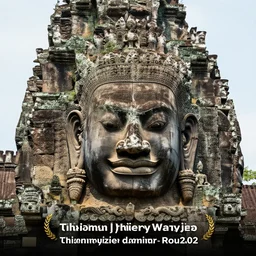angkor thon, photorealistic giant photography hight quality, sharp, stones, award winning photography, canon, thierry rouzier