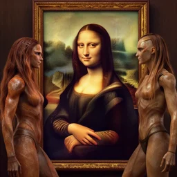 the mona lisa, with aloy from horizon zero dawn, by leonardo da vinci