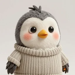 cute bird character wearing a sweater, Disney Pixar, in the style of claymation, high detail, detailed feathers and fur, 3d render