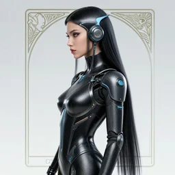 Cyberpunk and altered carbon, Maya Ali as a cyber sorceress, side view, art nouveau tarot card, sweat drops, fibonacci, fractals, insane, prismatic, intricate, highly detailed, digital painting, artstation, concept art, smooth, sharp focus, illustration, Unreal Engine 5, 8K, art by artgerm and greg rutkowski and alphonse mucha