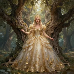 glamour photo of beautiful princess of trees, 4 k, godly, intricate, detailed