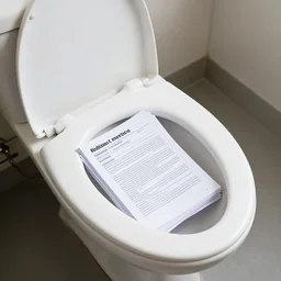 Still of a toilet filled to the brim with very secret, confidential documents