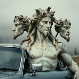 greek hydra with head being a car, cinematic, diffuse light, ultrarealistic