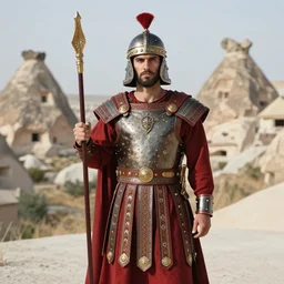 photograph of a modern day byzantine soldier from cappadocia