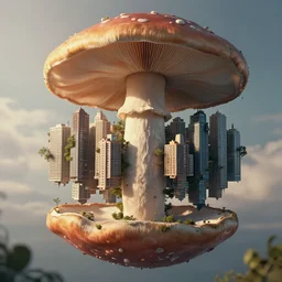 a city built upside down from a cap of a giant mushroom. highly detailed 8 k. intricate. lifelike. soft light. nikon d 8 5 0. cinematic post - processing