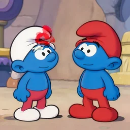 scene from an episode of the smurfs by peyo, with marvel's avengers