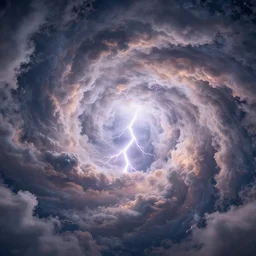 cloud vortex, storm, symmetric, spiral, volumetric clouds, lightning, vibrant realflow simulation rendered in maya 3 d, photorealistic, intricate, soft lighting, glowing clouds, high quality 4 k trending on artstation