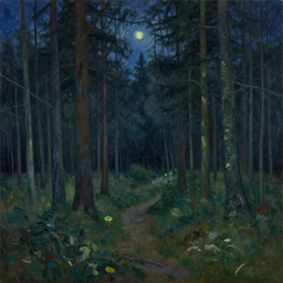 Forest at night Landscape oil painting by Zdzisław Beksiński and Van Gogh