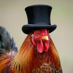 portrait of a rooster, with top hat
