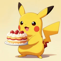 pikachu holding a cake, digital art, artstation
