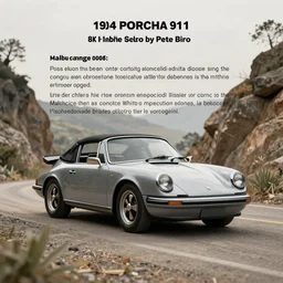 photograph, debadged, 1974 PORSCHE 911, roadster, by Pete Biro, press release, cinematic, malibu canyon, 8k, depth of field, bokeh. debadged ,