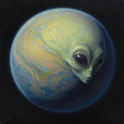 Alien planet, hyper-realistic oil painting, Environmental art by Peter Gric, Marco Mazzoni