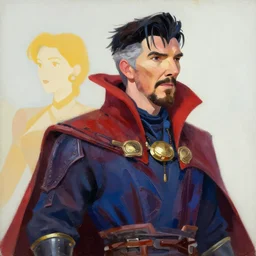 jeffrey jones portrait painting of partially armored as doctor strange as overwatch character, evergarden, medium shot, asymmetrical, profile picture, organic painting, sunny day, matte painting, bold shapes, hard edges, illustration, trending on artstation, by huang guangjian, gil elvgren, ruan jia, greg rutkowski, gaston bussiere