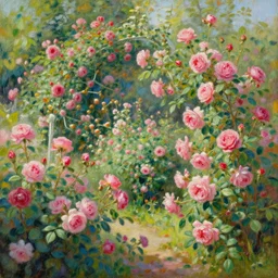 a beautiful painting of roses garden by greg rutkowski and thomas kinkade, trending on artstation