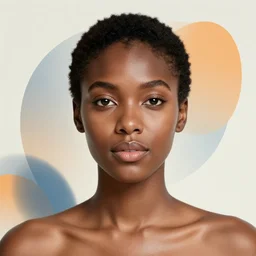realistic photo portrait of beautiful black woman, abstract geometric