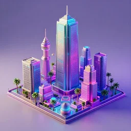 vaporwave jungle city 3 d render