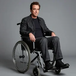 Giancarlo Esposito as professor Charles Xavier from X-Men (2000), realistic portrait, full body, wheelchair