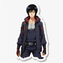 a flat sticker of batou from ghost in the shell. anime style