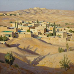 a beautiful algerian landscape, concept art, intricate detail, volumetric shadows and lighting, realistic oil painting,