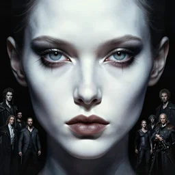 close up sci - fi concert poster art simon stalenhag black metal eyes, platinum skin, elegant, highly detailed, centered, digital painting, concept art, smooth, sharp focus, illustration, artgerm, tomasz alen kopera, peter mohrbacher, donato giancola, joseph christian leyendecker, wlop, frank frazetta