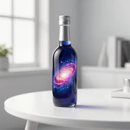 Galaxy in a Bottle sitting on a white table in a brightened room, rendered by, Xie Boli, Max Hay, Cameron Mark, and Hue Teo, artstation 3d, artstation render, artstation 3d render, 3d art, unreal engine 3d, octane 3d, blender 3d, 3d landscape, photorealistic imagery, photorealistic details, intricate, highly detailed, trending on artstation, 4k, 8k