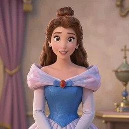 a disney princess that is obsessed with the concept of irony, looking disinterested in her prince