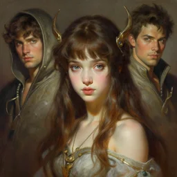 a portrait of a cute fantasy girl by Frank Frazetta and ross tran