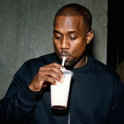kanye west drinking a milkshake