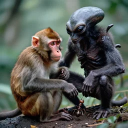 an intricate mix of a monkey an ant and an alien monster, by the best photographer of national geographic, scientific photo, hight quality, soft light, kodachrome 6 4, hiperdetailed
