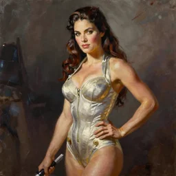 oil painting of Rey by frank frazetta alluring pin up deviant art seductive star wars